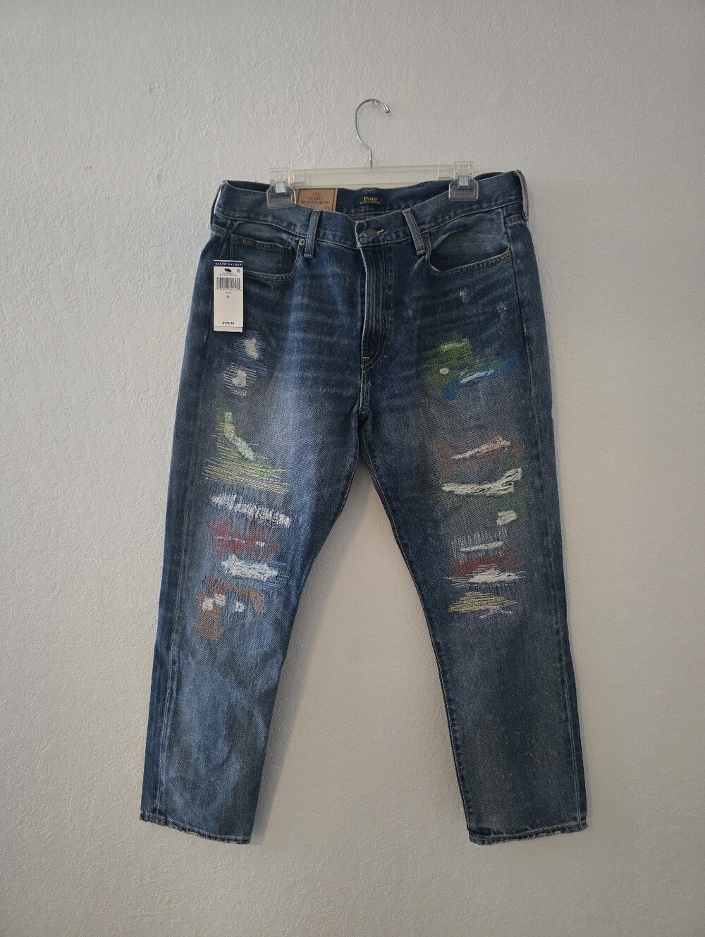 Polo Ralph Lauren Women's Blue Stitched Avery Boyfriend Jeans